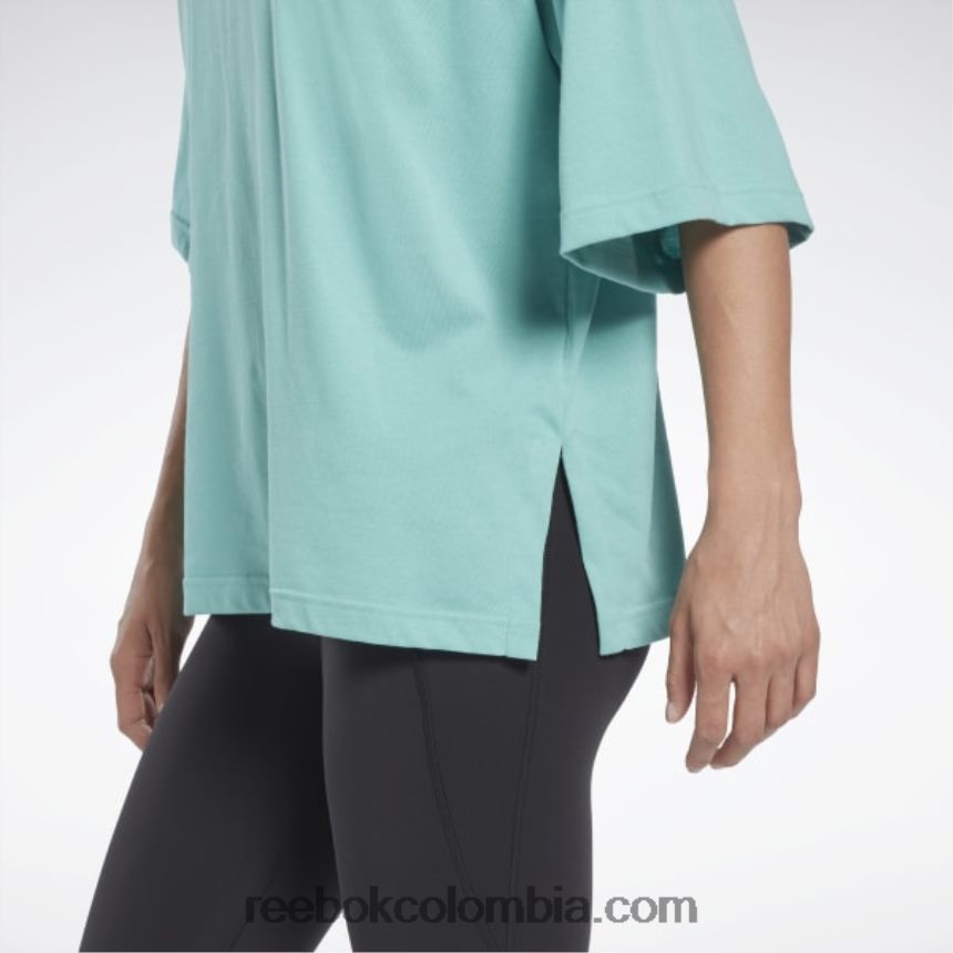 mujer verde azulado semi clásico camiseta a capas Les Mills Reebok D260LP720