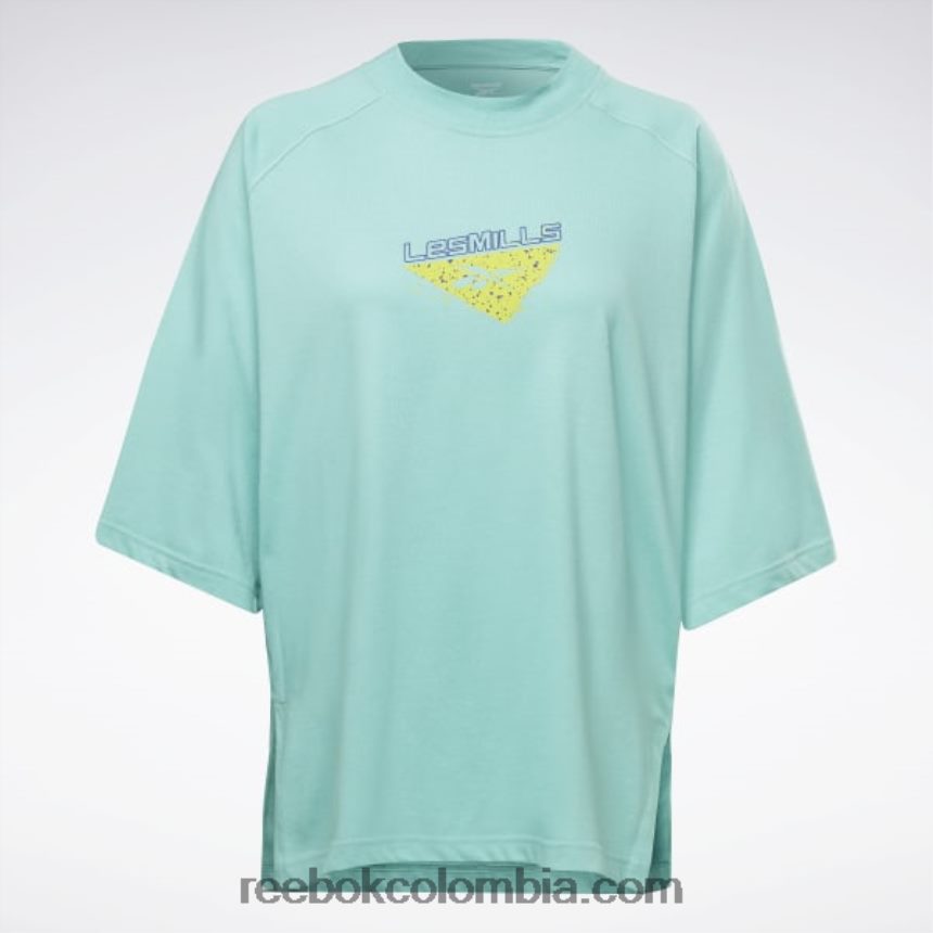 mujer verde azulado semi clásico camiseta a capas Les Mills Reebok D260LP720