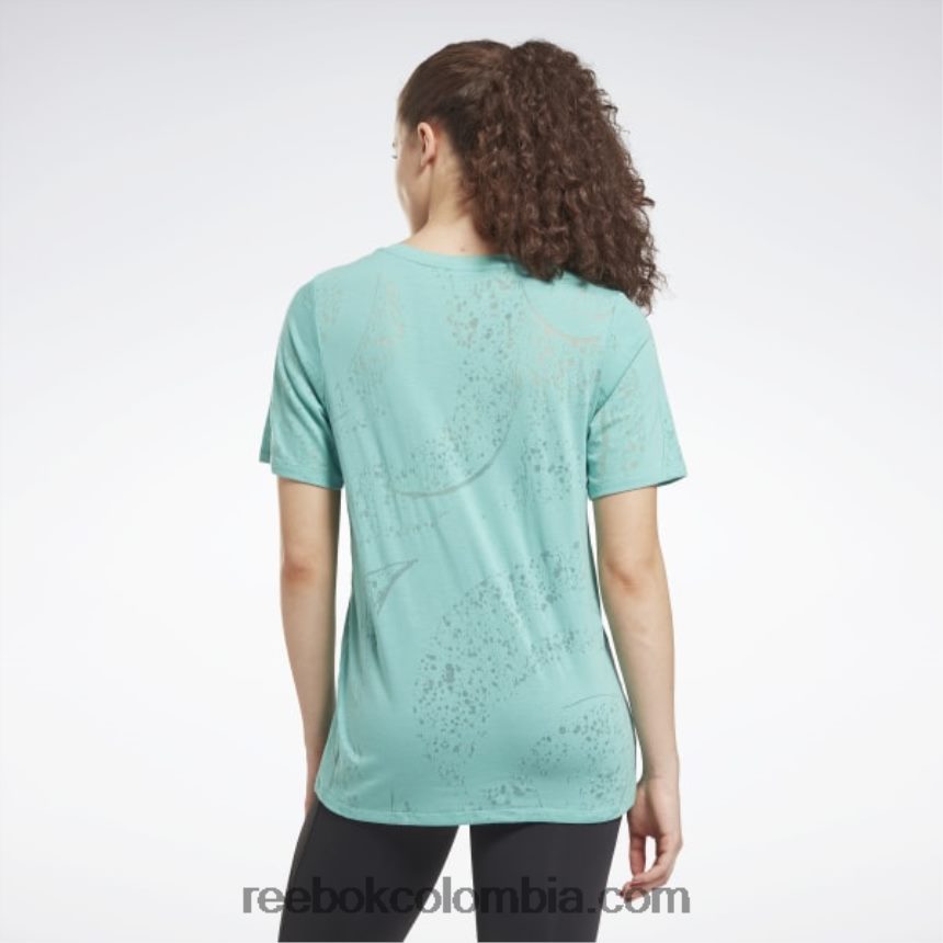 mujer verde azulado semi clásico camiseta desgastada Reebok D260LP710