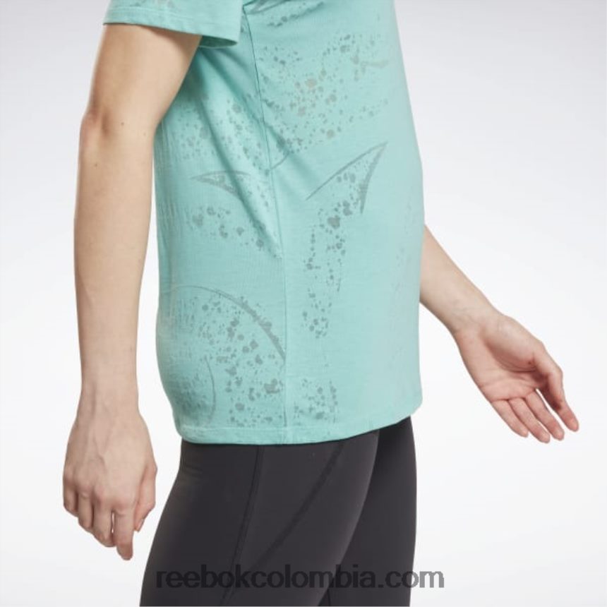 mujer verde azulado semi clásico camiseta desgastada Reebok D260LP710