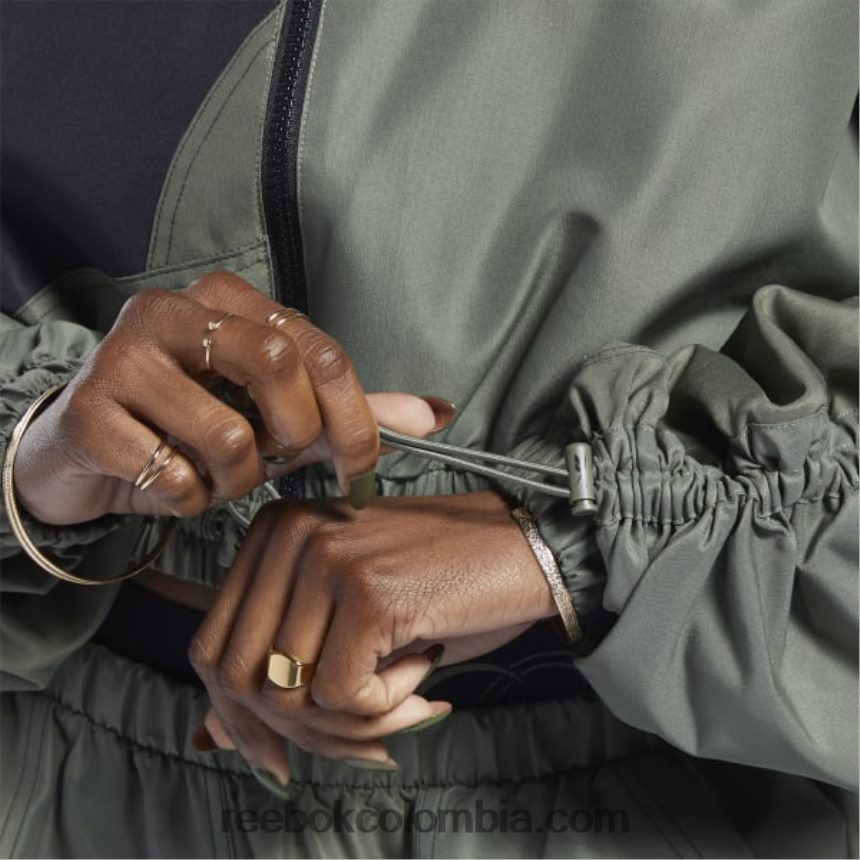 mujer cazador verde chamarra de satén tejido cardi b Reebok D260LP940