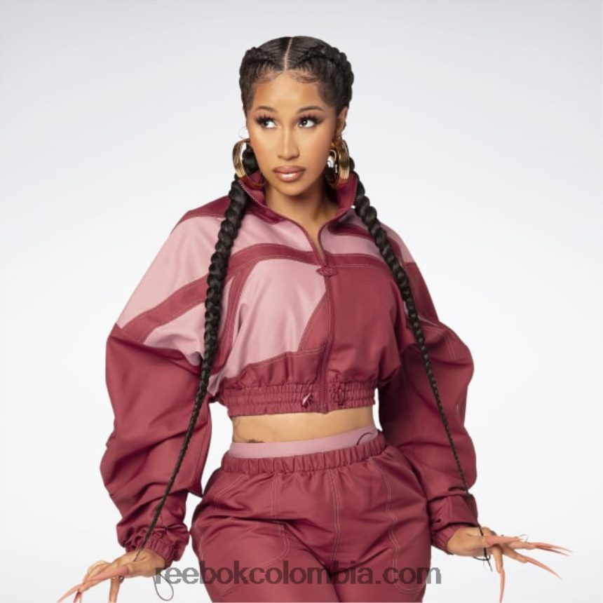 mujer triatlón rojo chamarra de satén tejido cardi b Reebok D260LP70
