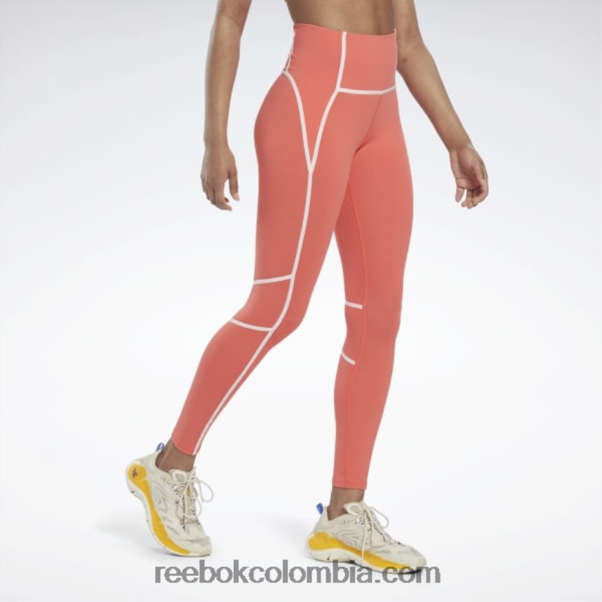 mujer bengala semi naranja medias lux de talle alto con bloques de color Reebok D260LP347