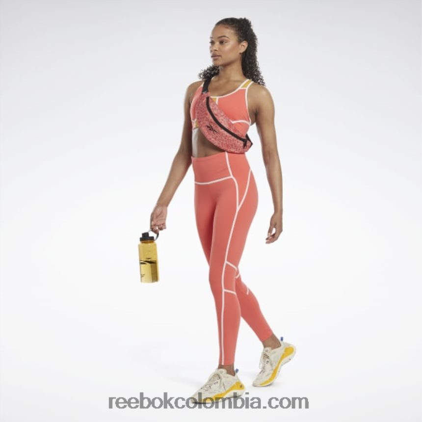 mujer bengala semi naranja medias lux de talle alto con bloques de color Reebok D260LP347