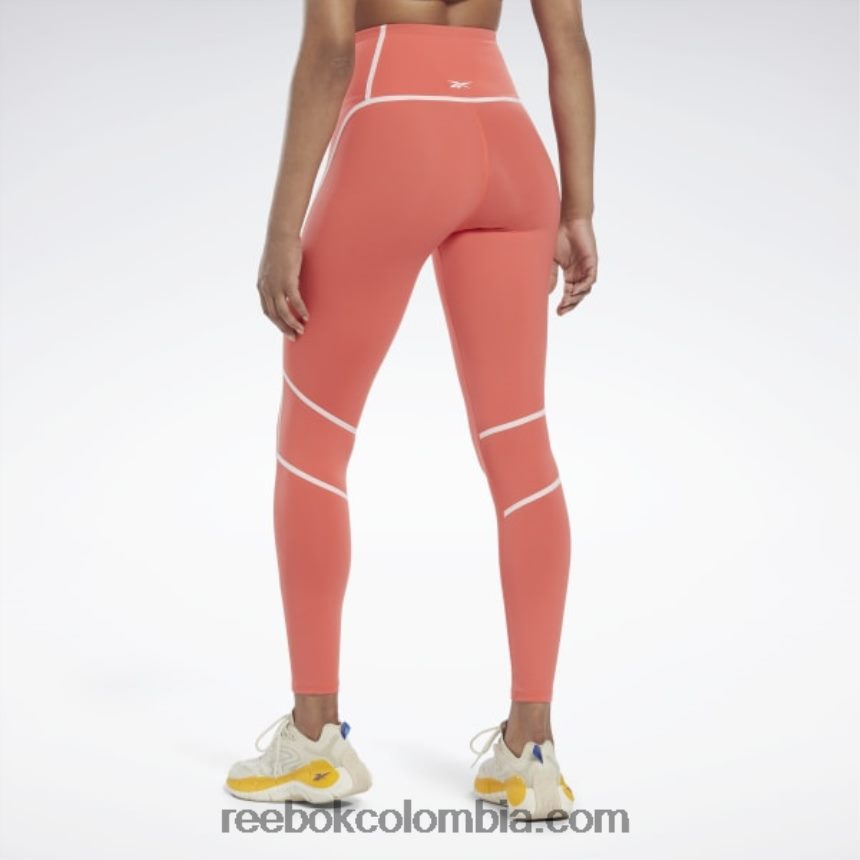 mujer bengala semi naranja medias lux de talle alto con bloques de color Reebok D260LP347