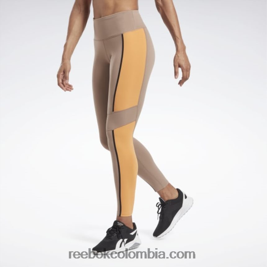 mujer gris pardo medias lux de talle alto con bloques de color Reebok D260LP501