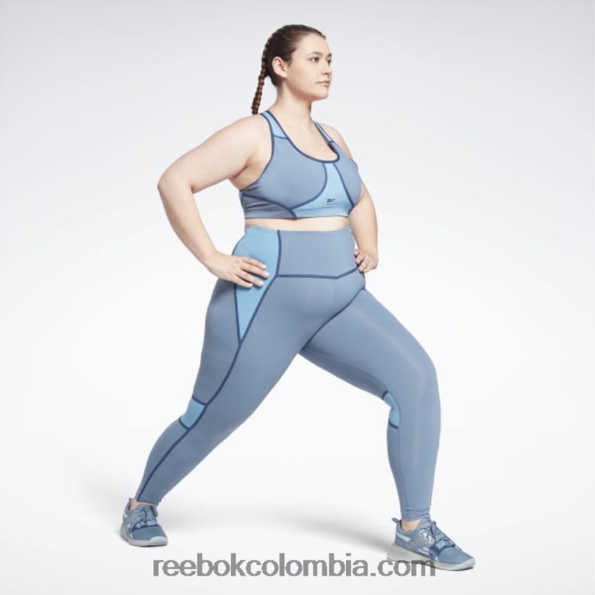 mujer pizarra azul medias colorblock de cintura alta lux (talla grande) Reebok D260LP872