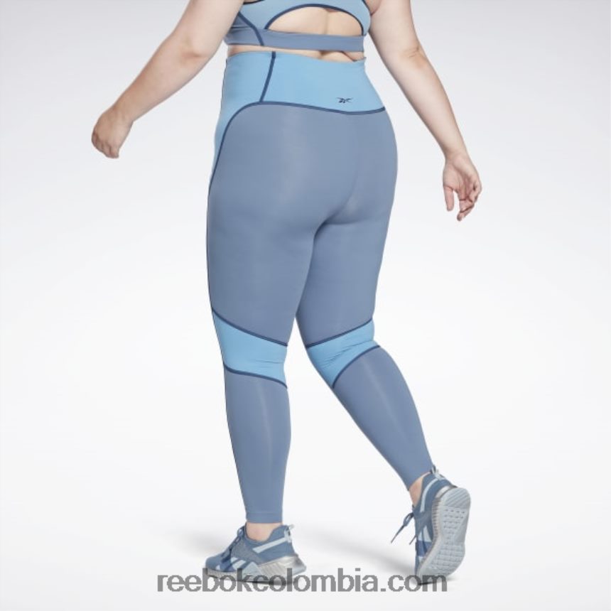 mujer pizarra azul medias colorblock de cintura alta lux (talla grande) Reebok D260LP872