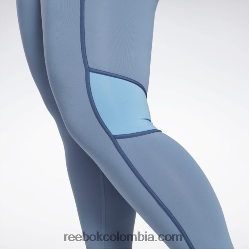mujer pizarra azul medias colorblock de cintura alta lux (talla grande) Reebok D260LP872