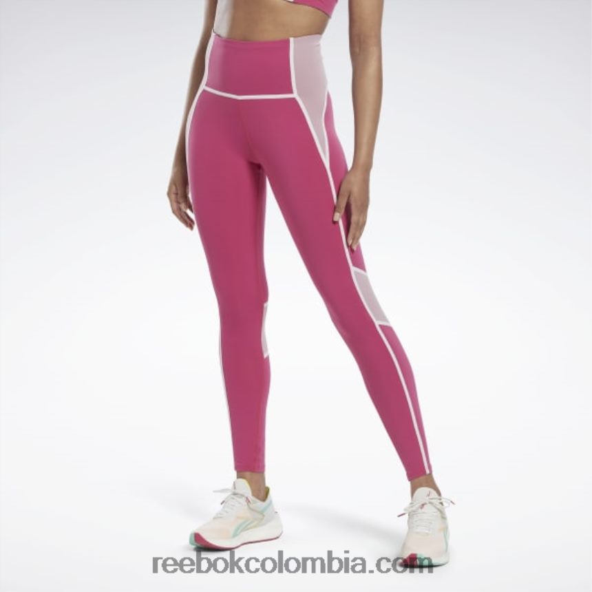 mujer rosa semi orgulloso medias lux de talle alto con bloques de color Reebok D260LP385