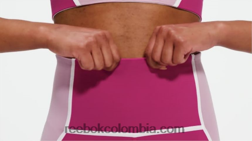 mujer rosa semi orgulloso medias lux de talle alto con bloques de color Reebok D260LP385