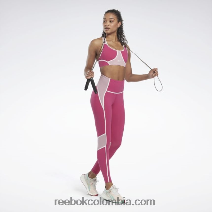 mujer rosa semi orgulloso medias lux de talle alto con bloques de color Reebok D260LP385
