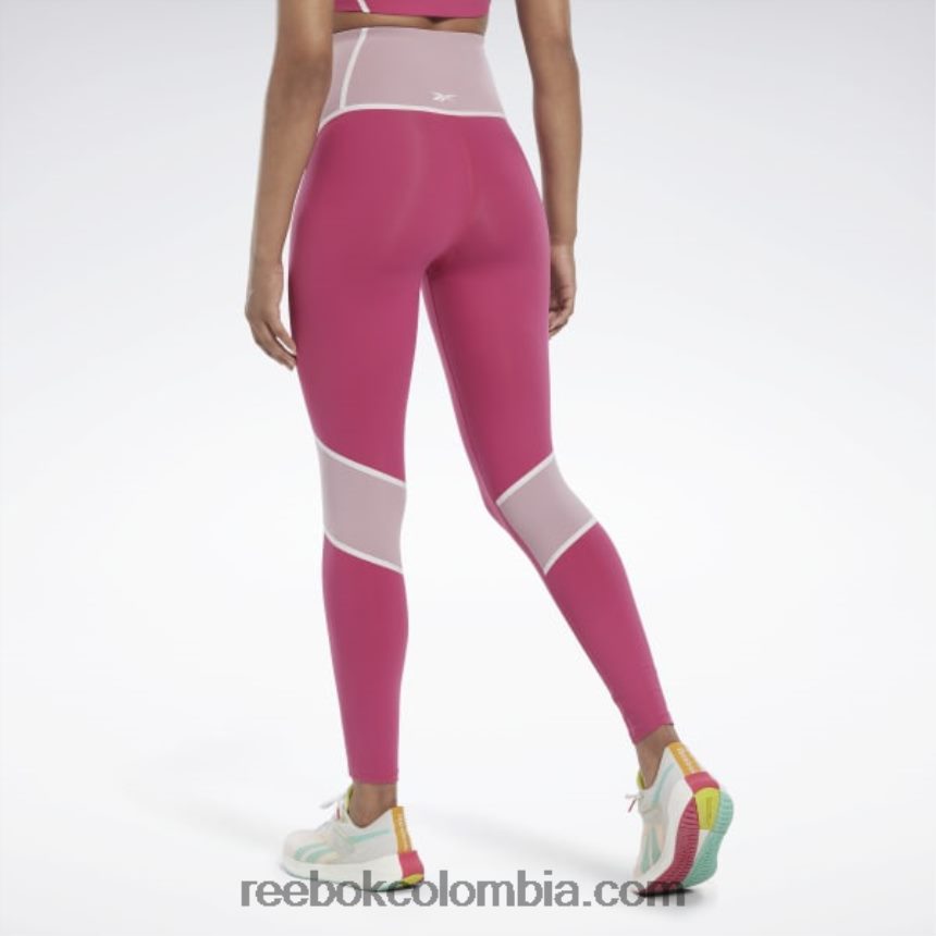 mujer rosa semi orgulloso medias lux de talle alto con bloques de color Reebok D260LP385