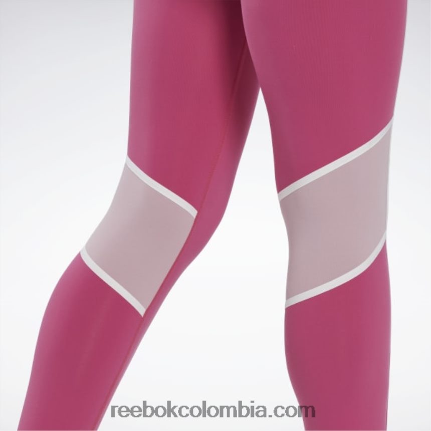 mujer rosa semi orgulloso medias lux de talle alto con bloques de color Reebok D260LP385