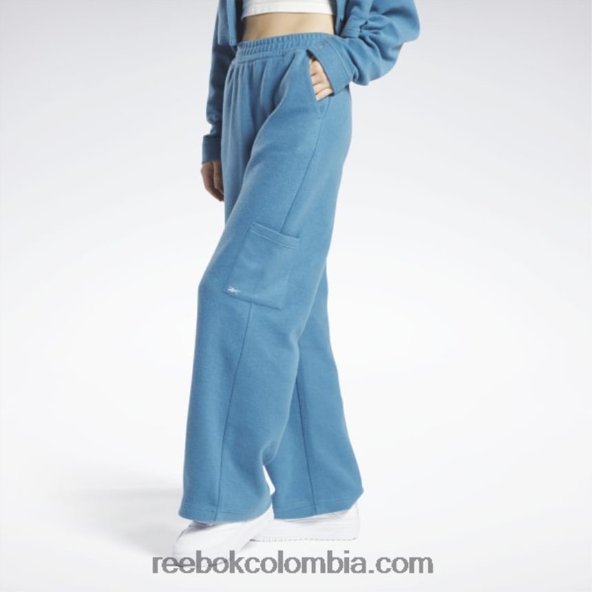 mujer azul acero s23-r pantalones clásicos de pernera ancha con forro polar inverso Reebok D260LP524