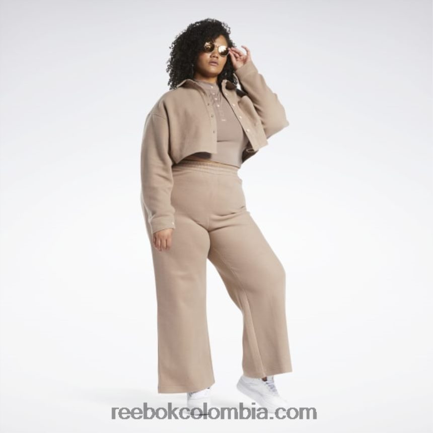 mujer gris pardo pantalones clásicos de pierna ancha de forro polar invertido (tallas grandes) Reebok D260LP819