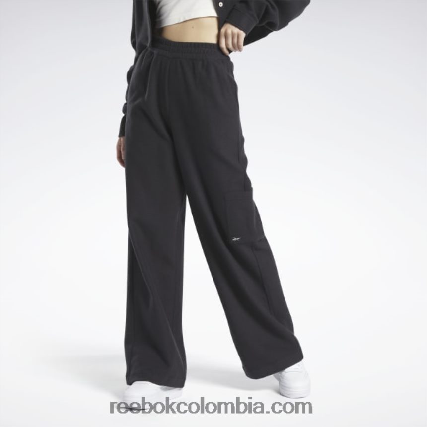 mujer negro pantalones clásicos de pernera ancha con forro polar inverso Reebok D260LP403