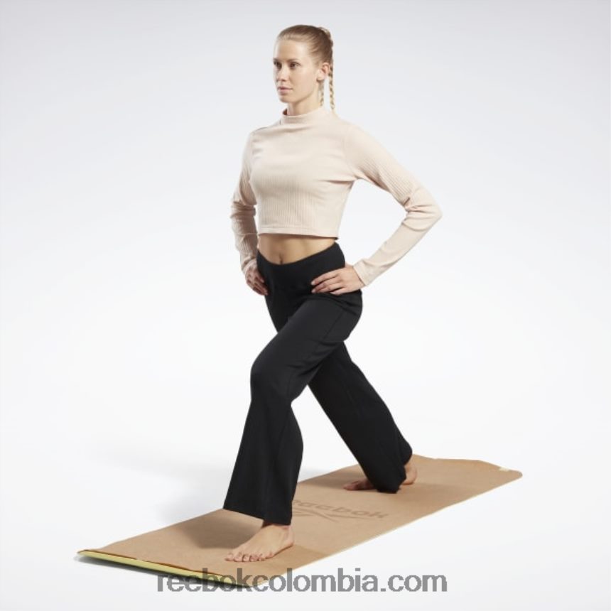 mujer negro pantalones de yoga de canalé de algodón Reebok D260LP474