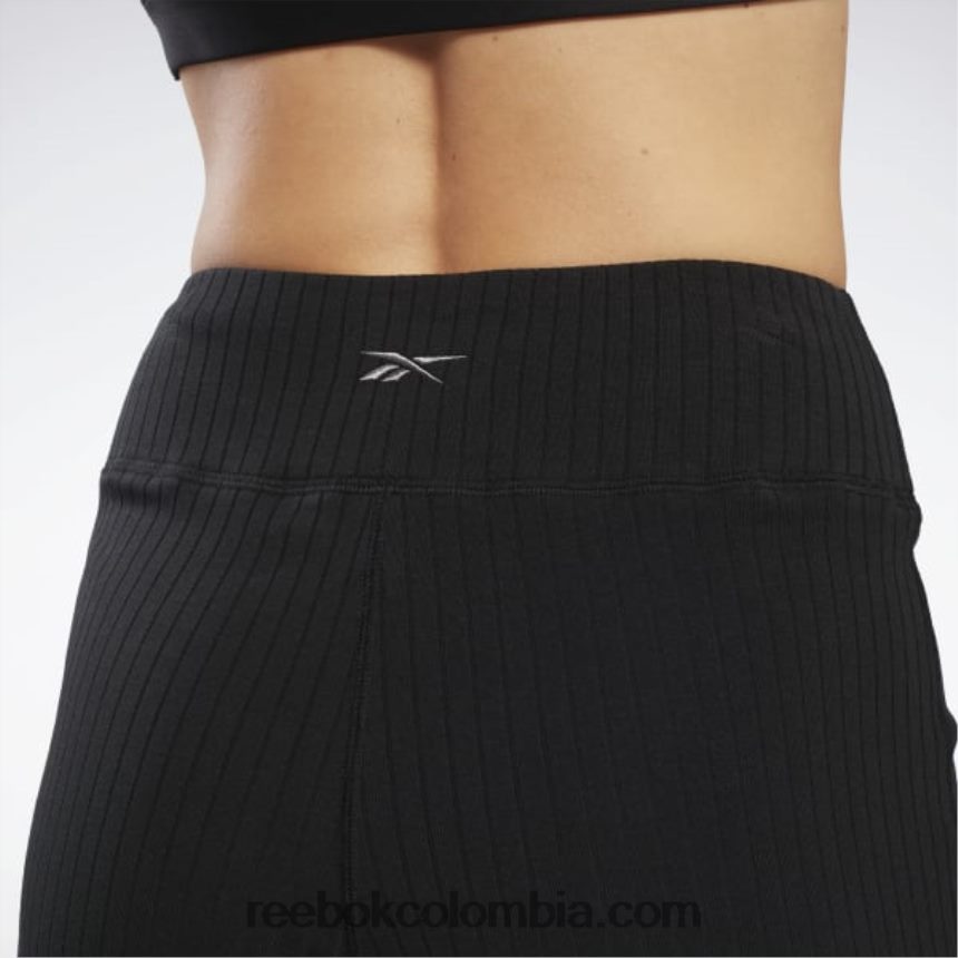 mujer negro pantalones de yoga de canalé de algodón Reebok D260LP474