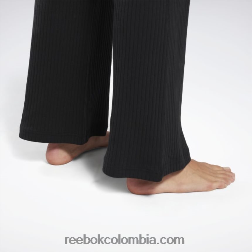 mujer negro pantalones de yoga de canalé de algodón Reebok D260LP474