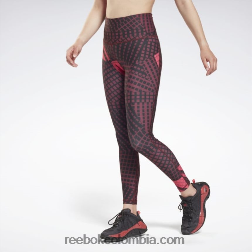 mujer granate leggins lux con tiro alto Reebok D260LP981