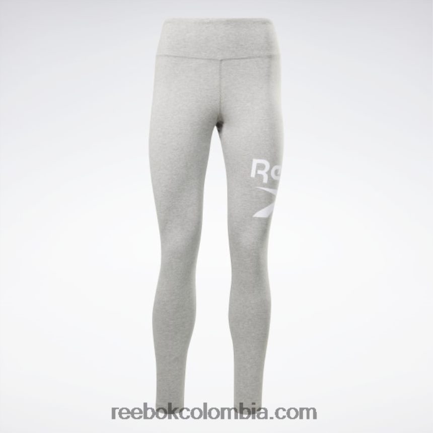 mujer jaspeado gris medio/blanco logo de identidad leggins Reebok D260LP688