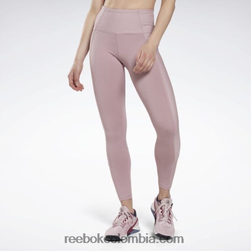 mujer lila infundida leggins de canalé con tiro alto Reebok D260LP665