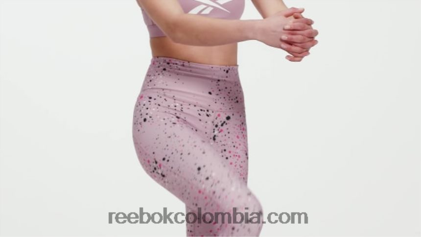 mujer lila infundida leggins lux 2.0 con motas multicolores Reebok D260LP388