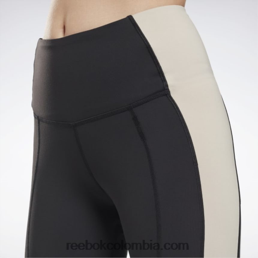 mujer negro/estuco leggins lux de tiro alto con bloques de color Reebok D260LP613