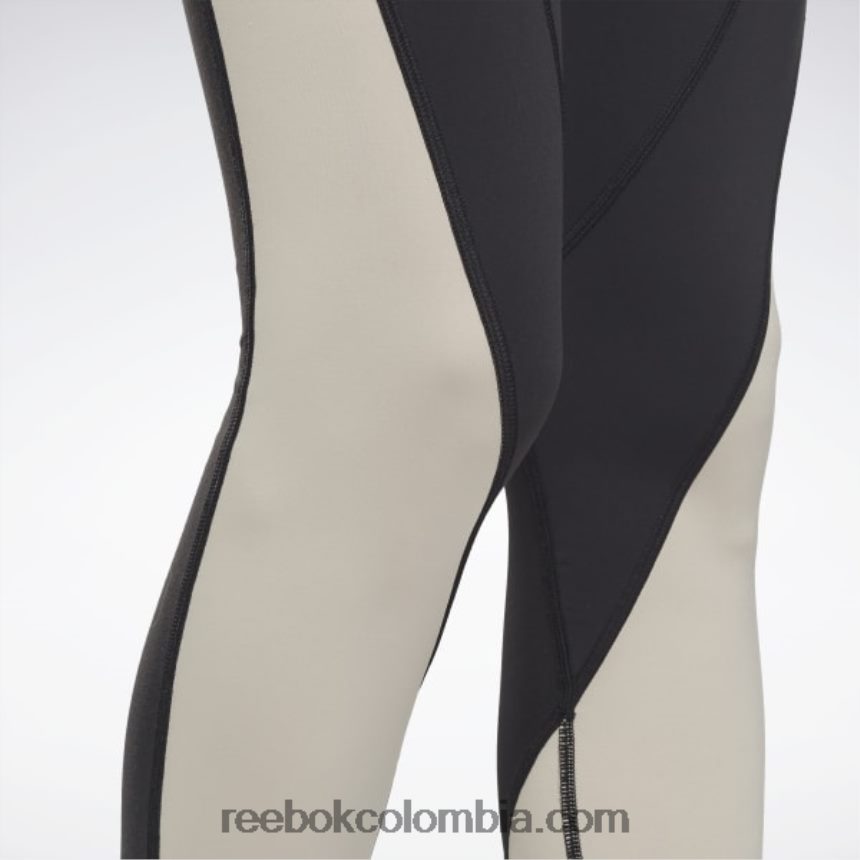 mujer negro/estuco leggins lux de tiro alto con bloques de color Reebok D260LP613