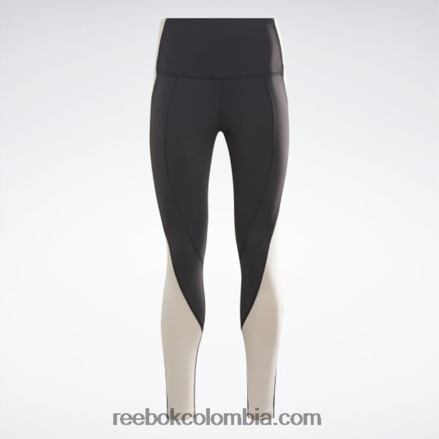 mujer negro/estuco leggins lux de tiro alto con bloques de color Reebok D260LP613