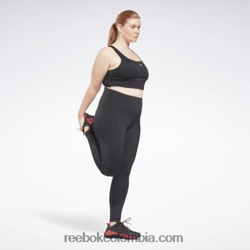 mujer negro leggins de tiro alto de canalé listos para entrenar (talla grande) Reebok D260LP994