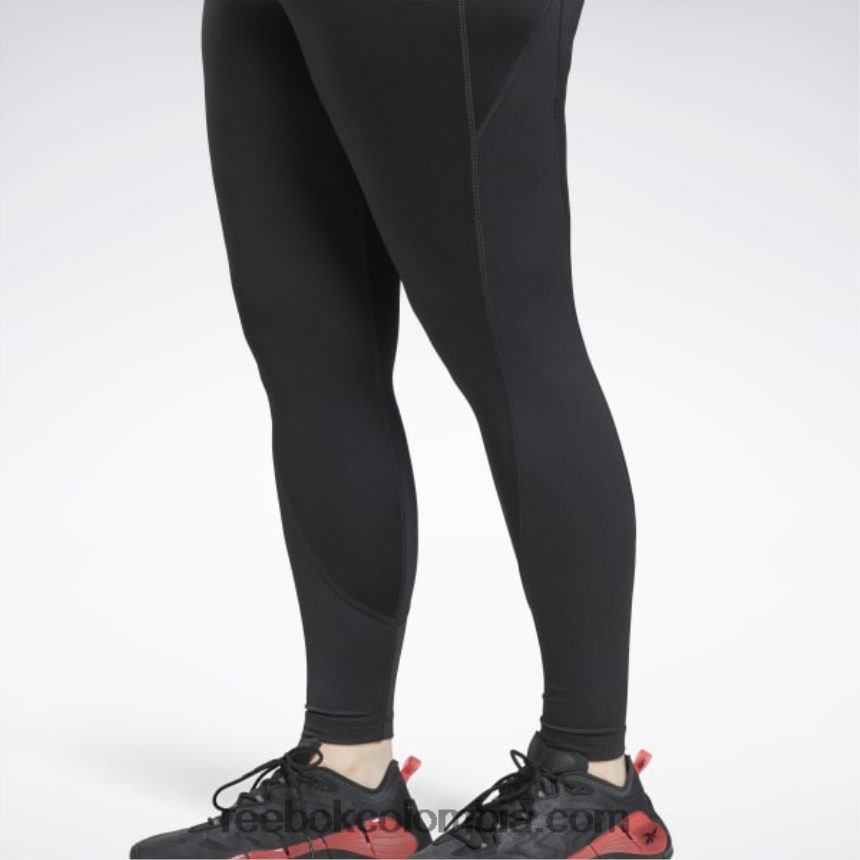 mujer negro leggins de tiro alto de canalé listos para entrenar (talla grande) Reebok D260LP994