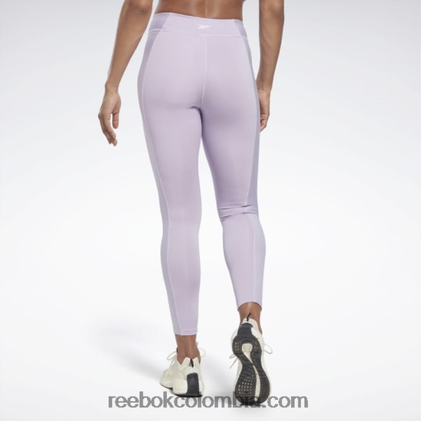 mujer oasis morado leggins de talle alto con diseño de canalé de yoga Reebok D260LP698