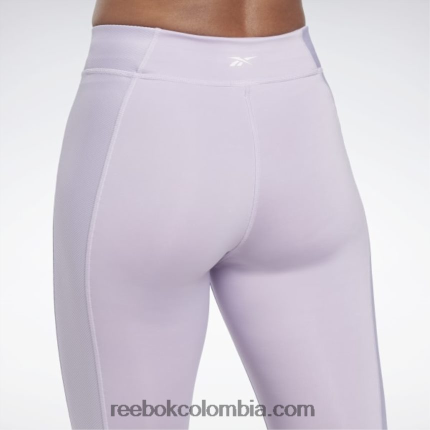 mujer oasis morado leggins de talle alto con diseño de canalé de yoga Reebok D260LP698