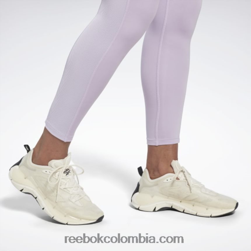 mujer oasis morado leggins de talle alto con diseño de canalé de yoga Reebok D260LP698