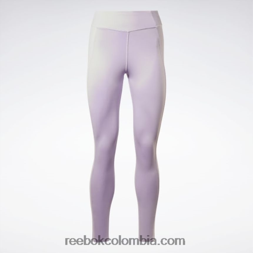 mujer oasis morado leggins de talle alto con diseño de canalé de yoga Reebok D260LP698