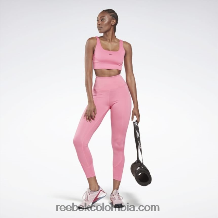 mujer rosa verdadero leggins de canalé de tiro alto Reebok D260LP679