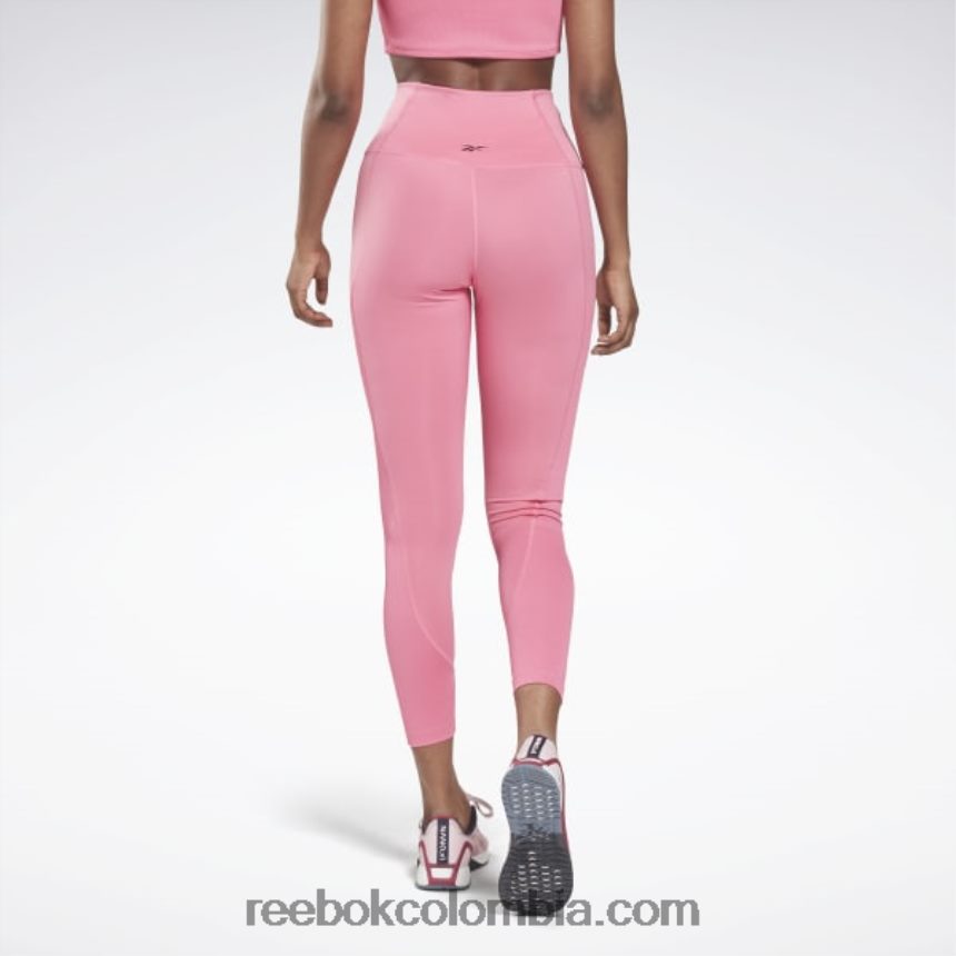 mujer rosa verdadero leggins de canalé de tiro alto Reebok D260LP679