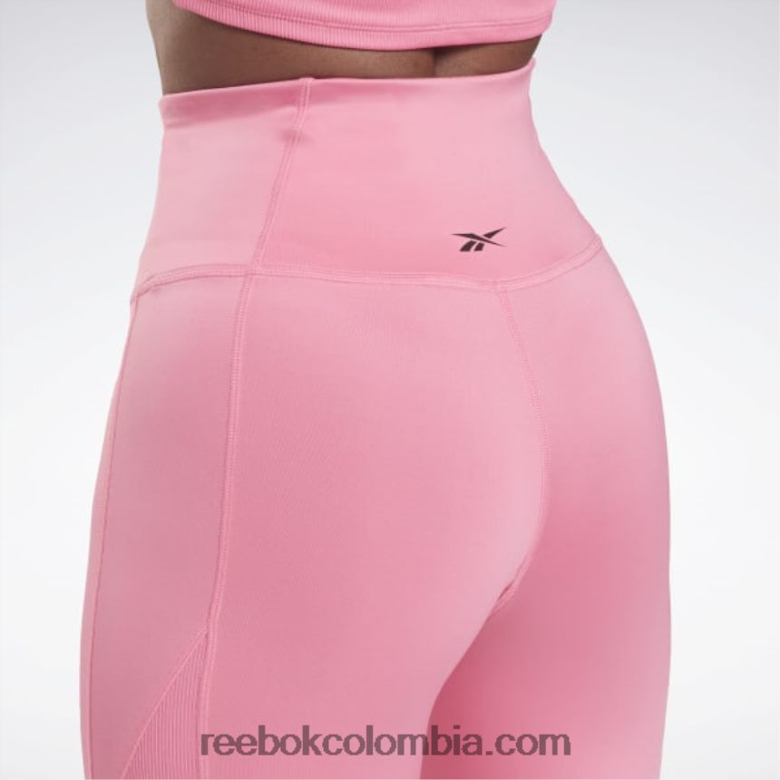 mujer rosa verdadero leggins de canalé de tiro alto Reebok D260LP679