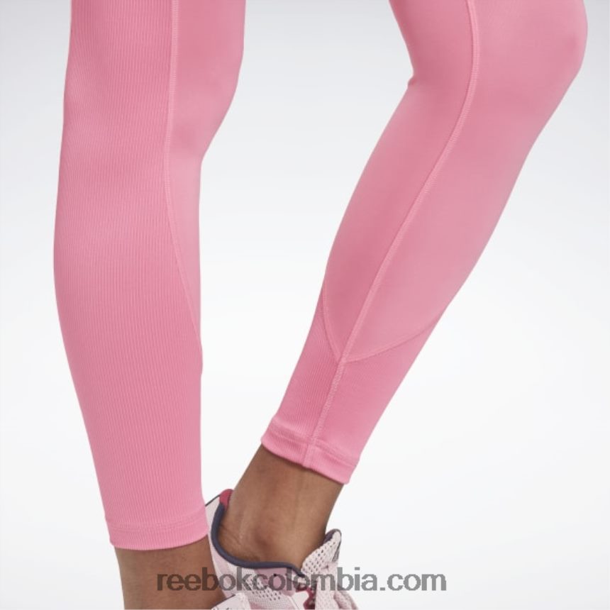 mujer rosa verdadero leggins de canalé de tiro alto Reebok D260LP679