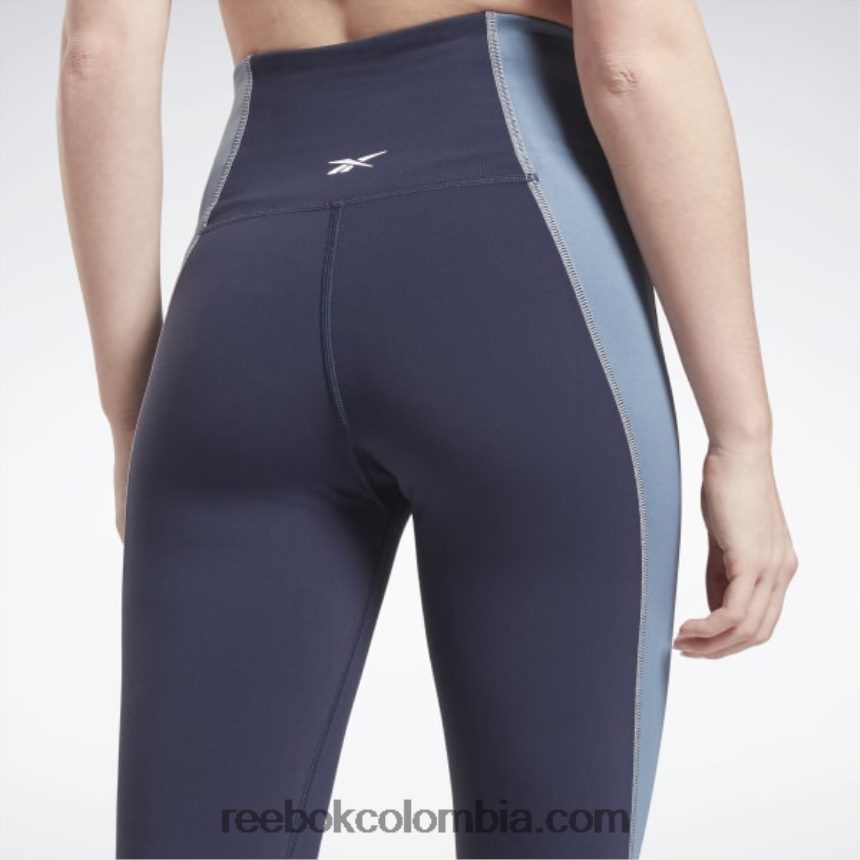 mujer vector de la marina leggins lux de tiro alto con bloques de color Reebok D260LP634
