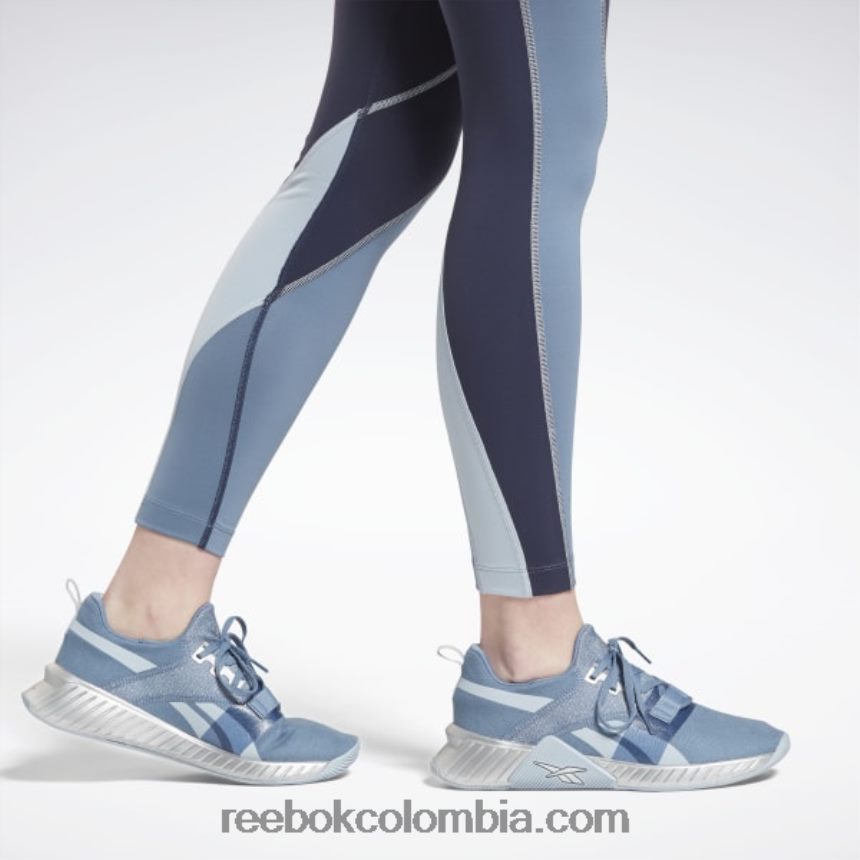 mujer vector de la marina leggins lux de tiro alto con bloques de color Reebok D260LP634