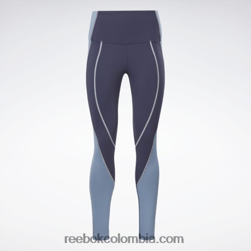 mujer vector de la marina leggins lux de tiro alto con bloques de color Reebok D260LP634