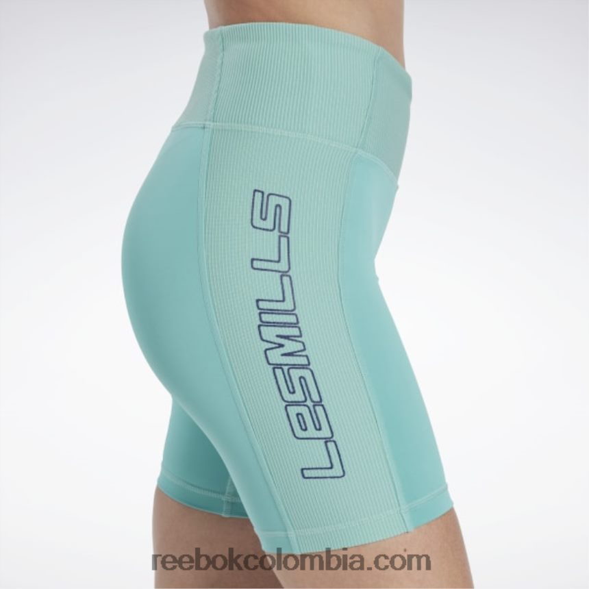 mujer verde azulado semi clásico leggins cortos de canalé les mills Reebok D260LP681