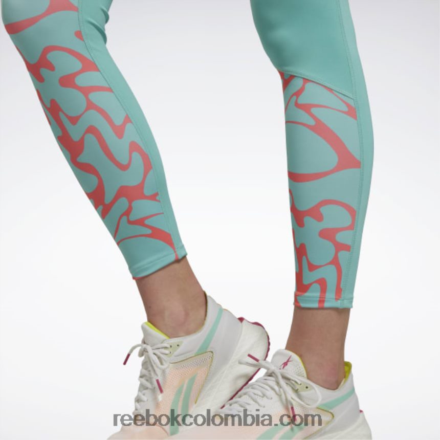 mujer verde azulado semi clásico leggins estampados corriendo Reebok D260LP526