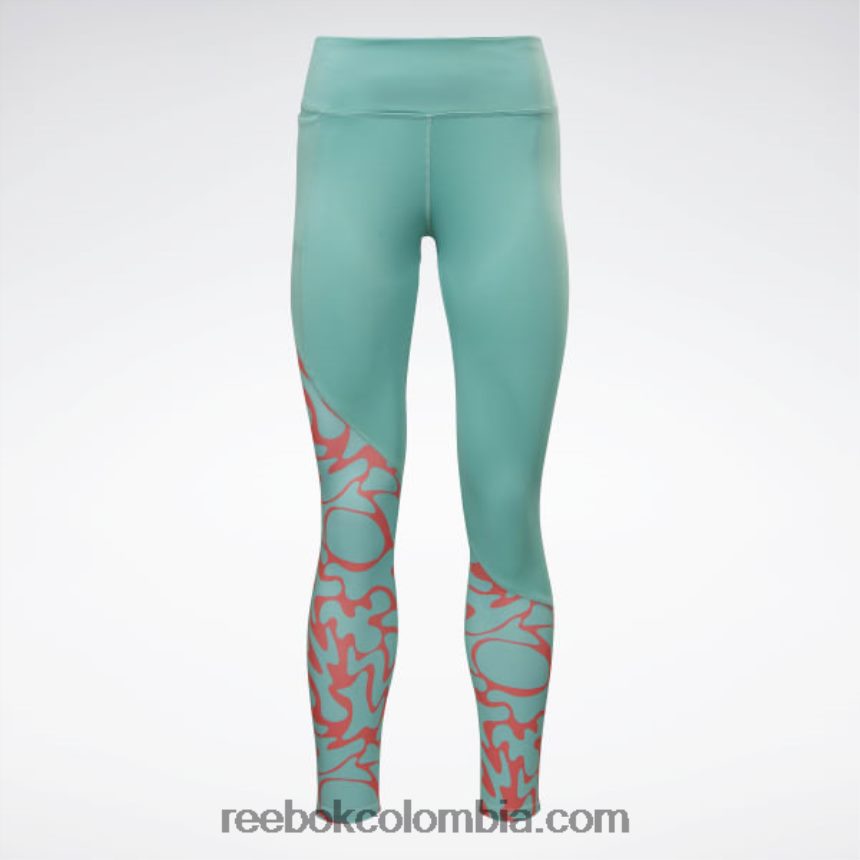 mujer verde azulado semi clásico leggins estampados corriendo Reebok D260LP526
