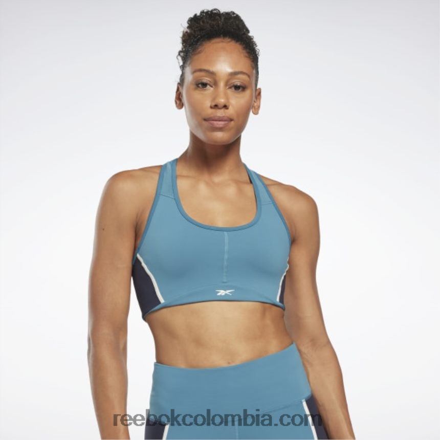 mujer azul acero s23-r sujetador lux racer con diseño colour block y relleno Reebok D260LP778