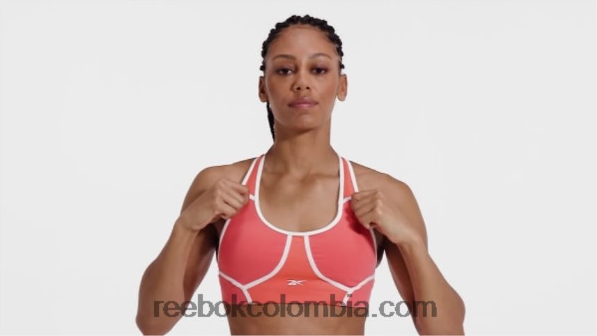 mujer bengala semi naranja brasier lux racer con diseño colour block y relleno Reebok D260LP416