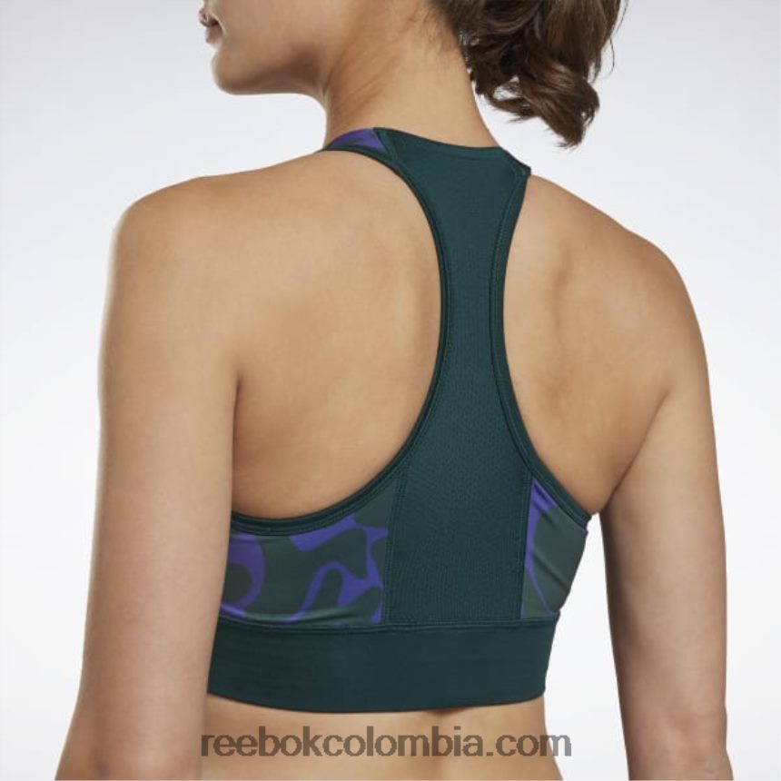 mujer bosque verde sujetador deportivo con estampado de running Reebok D260LP690